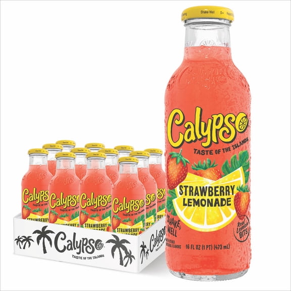 Calypso Lemonade, Strawberry, 16oz (Pack of 12)