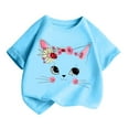 thumbnail image 3 of Shirts for Girls 8-10 Years Short Sleeve T-Shirt Preppy Clothes Cute Cat Shirt Summer Casual Loose Soft T Shirt Tops Blue, 3 of 5