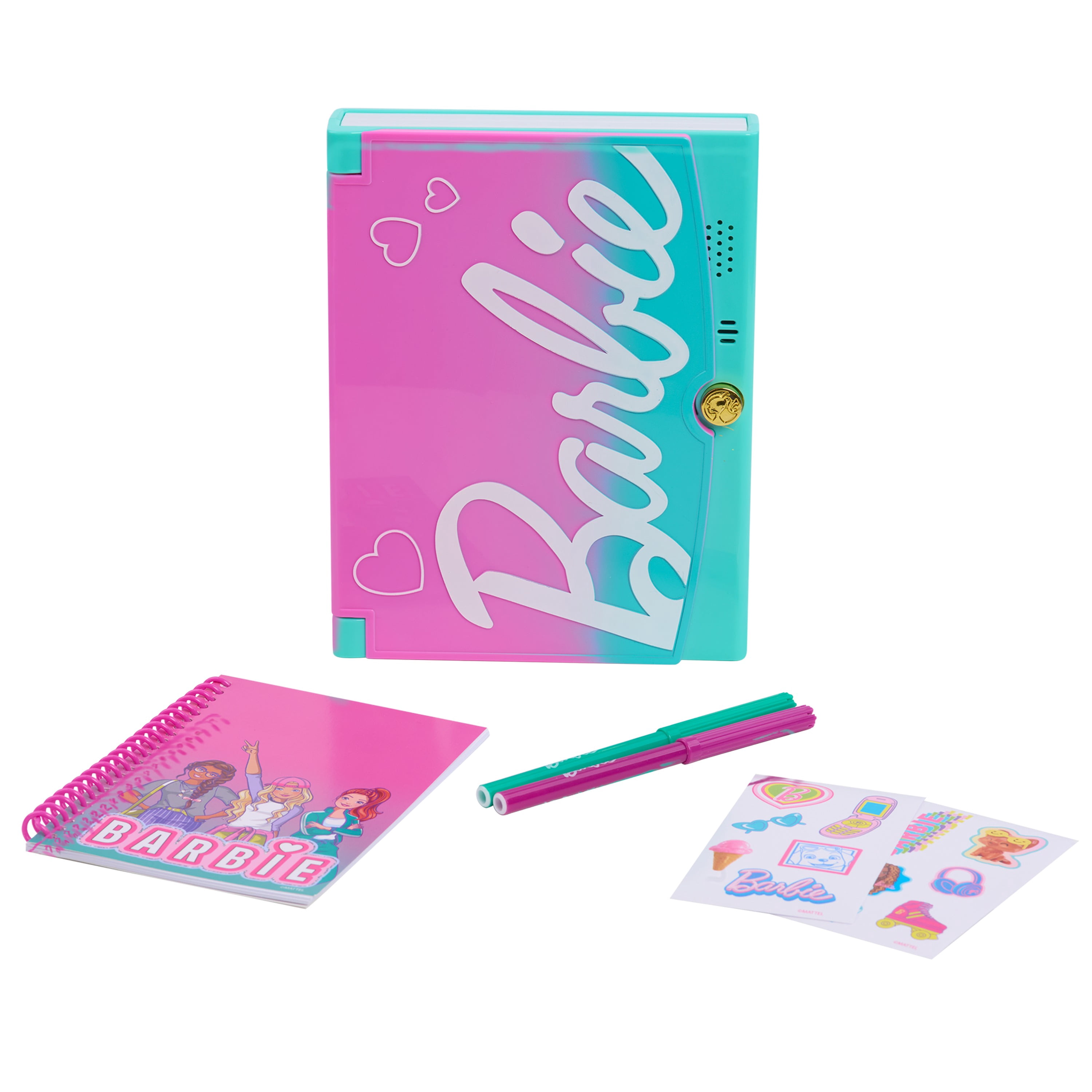 Barbie Secret Journal, Interactive Locking Diary with Lights and Sounds, 6 Pieces, 3 X AAA Batteries Not Included, Ages 3 and up