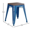 thumbnail image 5 of Emma + Oliver Set of Four Royal Blue Table Height Backless Stacking Welded Iron Stools with Wooden Seats and Under Seat Bracing for Indoor Use, 5 of 10