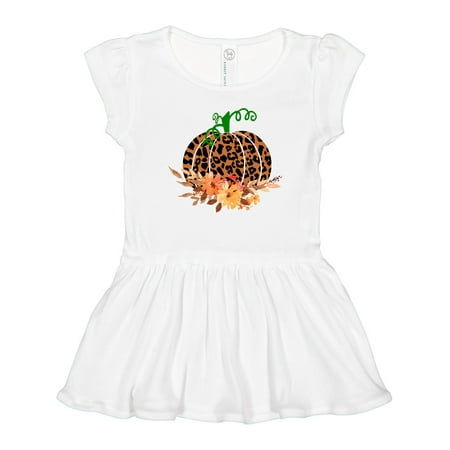 

Inktastic Cheetah Print Pretty Pumpkin with Fall Leaves Girls Toddler Dress