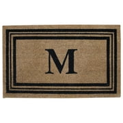Monogram Printed Coir Fiber Doormat 18x28 Non-Slip Rug, Durable Outdoor / Indoor Mat, Entryway, Front Door, Porch, Patio, Welcome Mat, Letter M