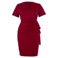 thumbnail image 5 of Women's Casual Dress In Large Size Solid Color Casual Vacation Dress With Straps Vacation V Neck Medium Length Dress Casual Summer Dresses with Sleeves Dresses for Summer Casual Gauzy Dresses for, 5 of 8