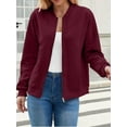 thumbnail image 2 of Women'S Zip Up Cardigan Sweater Hoodies Long Sleeve Jacket Outfits Crewneck Casual Coat Wine Red XXL, 2 of 8