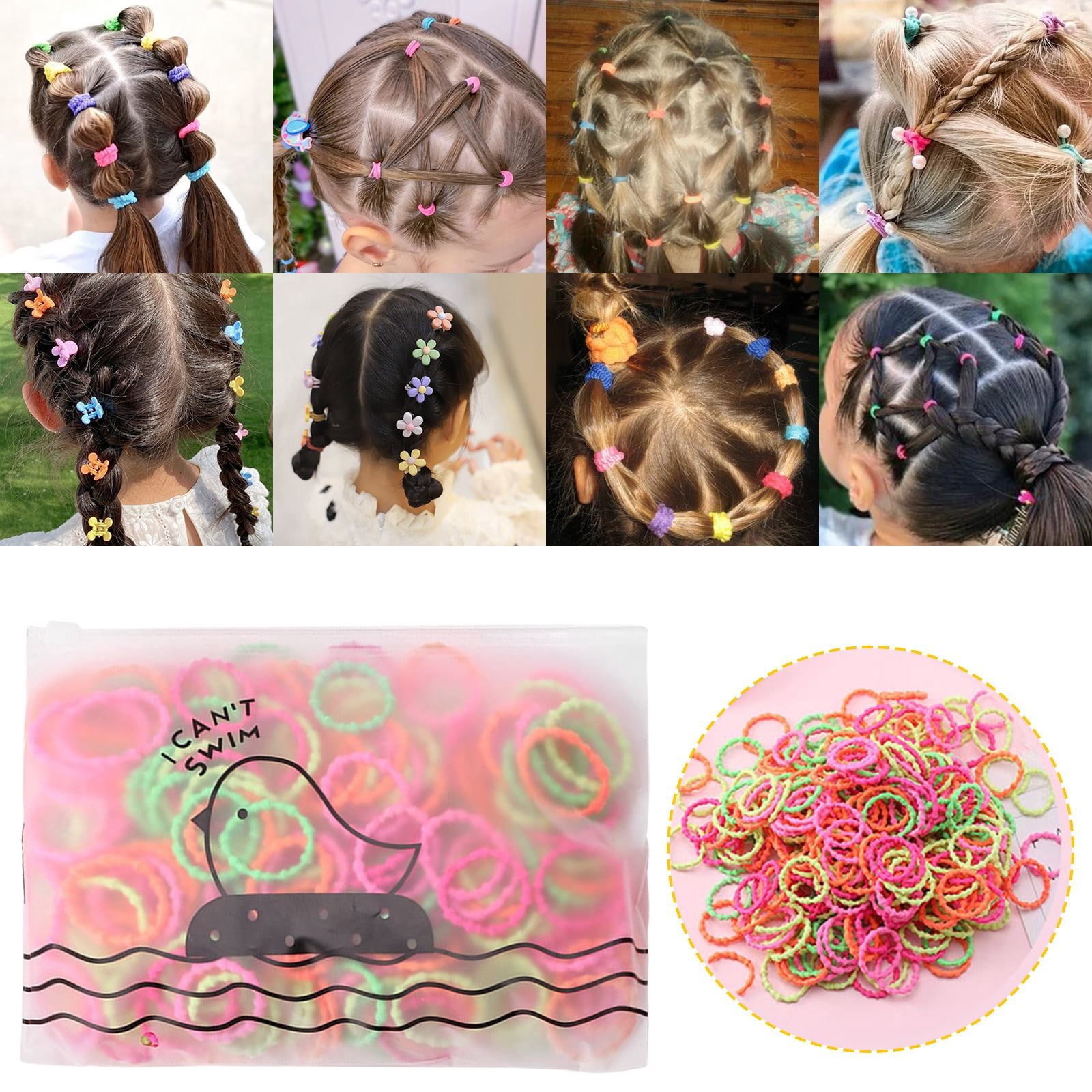 Elastic Ponytail Holders for Women's Hair Rip 60 Bands Rainbow Spiral Hair Ties Ponytail Elastic Bands for Fine Hair Tie Back Headbands Big Pack Ponytail Holder 4mm 100 Soft Scrunchies for Toddlers