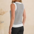 thumbnail image 5 of Women's Striped Knit Sweater Vest Crew Neck Sleeveless Side Split Loose Fit Casual Layering Spring Fall Office Daily Tops 2026, XL, 5 of 6