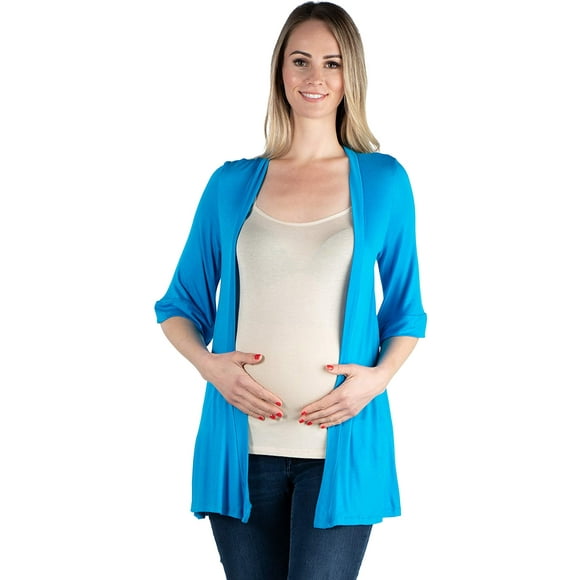 24seven Comfort Apparel Elbow Length Sleeve Open Front Maternity Cardigan - Made in USA - Sizes S-6XL