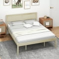 thumbnail image 2 of Costway Lit Plateforme en Bois Format Grand avec Tête de Lit Base de Matelas Naturel, 2 of 9