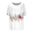 thumbnail image 7 of Jsaierl Plus Size Pleated Tops for Women Trendy Short Sleeve Blouses Dressy Casual Crewneck Tunics Cute Floral Print Summer Boho Top L-5XL, 7 of 7