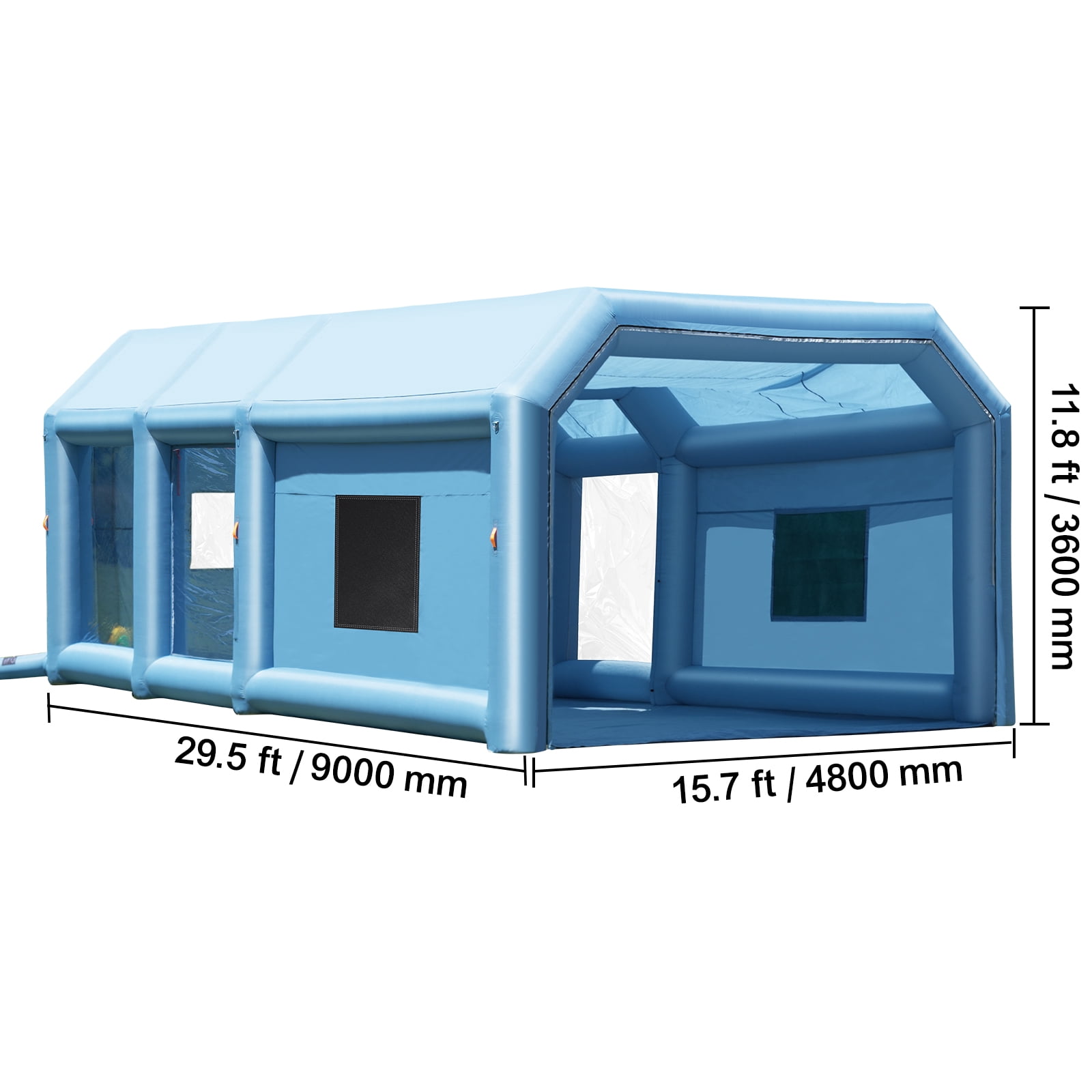 VEVOR Inflatable Paint Booth, 29.5 x 15.7 x 11.8 ft Inflatable Spray Booth, with 950W+750W Powerful Blowers and Air Filter System, Portable Car Paint Booth for Large Truck, Large Van, Large Machinery