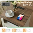 thumbnail image 6 of AMERLIFE 18" Farmhouse End Table Set of 2, Nightstand with Charging Station, with 2 Storage Drawers, Bedside Table with USB Ports, Rustic White, 6 of 10