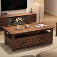 thumbnail image 6 of EastVita 47inch Farmhouse Coffee Table with Drawers Rustic Coffee Table Wood Center Table Easy Assembly Living Room Table for Office Parlor Reading Room - Brown, 6 of 7