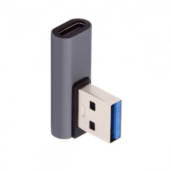 FVH USB-C Type C Female Low Profile 90 Degree Left Angled to USB 3.0 A Male Data Adapter for Laptop Desktop
