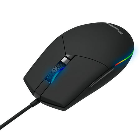 PHILIPS 5-Button Gaming Mouse RGB 7-Color “Breathing” Chroma FX | Adjustable Up to 6400 DPI | High-Precision Wired Optical Mouse Sensor w/ 5 Programmable Buttons