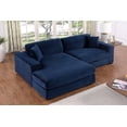 thumbnail image 3 of Liam 2-Piece Fabric Upholstered Corduroy Deep Seat Sofa Sleeper Chaise Dark Blue, 3 of 8