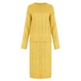 thumbnail image 5 of CHUANK Robe Chandail en Tricot Torsadé pour Femmes Ensemble Robe Chandail Ajustée Unie 2 Pcs Hauts Col Rond Jupe Crayon Midi, 5 of 5