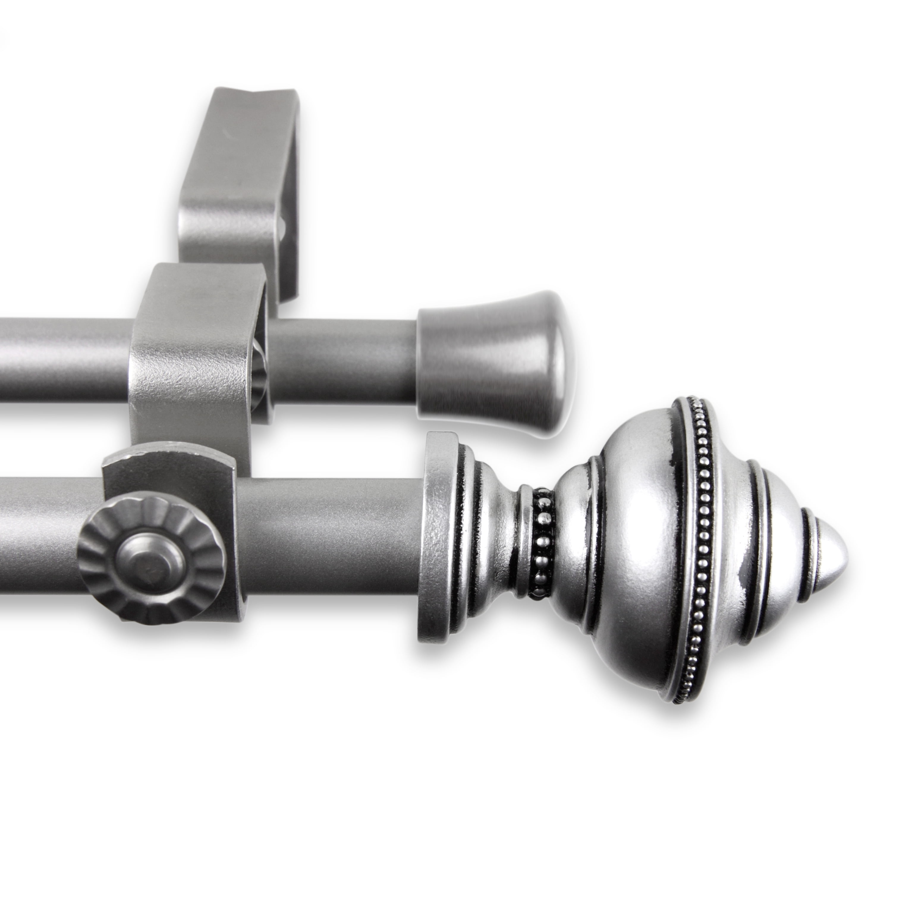 Central Design Products Steel 0.62" Modern Double Curtain Rod, Silver