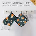 thumbnail image 4 of Yayeee Oven Mitts and Pot Holder Set of 2 Heat Resistant Kitchen Gloves Baking Hot Pad, Green Floral Oranges, 4 of 5