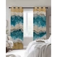 thumbnail image 4 of Teal Coastal Beach Blackout Curtains for Bedroom Living Room Darkening Curtains 96 Inches Long Summer Ocean Waves Watercolor Window Curtain 2 Panels Set Window Treatment Grommet Drapes 52"x96", 4 of 9