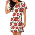 thumbnail image 2 of Rateoe Hand Drawn Tomatoes Print Women’s Nightdress – Cozy Cotton Short-sleeved Sleep Shirt, Loose-Fit Sleepwear, Perfect for Relaxing and Sleeping, 2 of 6