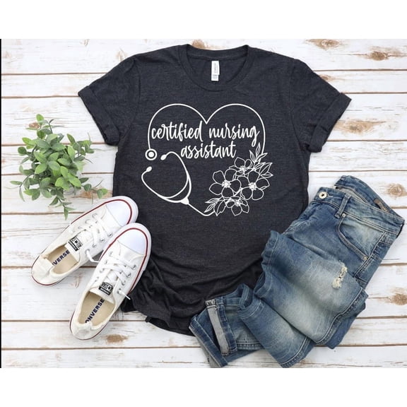 Cna Floral Stethoscope Certified Nursing Assistant Healthcare Mens Male Female Womens T-Shirt