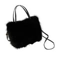 thumbnail image 3 of Bolso bandolera peludo con asa y correa desmontable para viajes Negro, 3 of 8