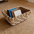 thumbnail image 2 of HOMETRENDS Medium Size Rush and Woven Cotton Rope Cross Macrame Decor Basket, 2 of 6