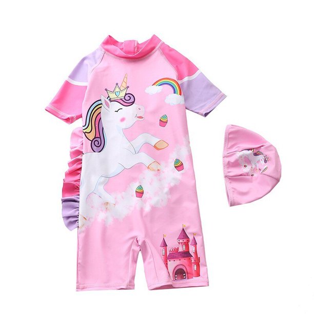 Traje de baño de una pieza para niñas, traje de baño de sirena arcoíris a la moda con espalda descubierta de unicornio, ropa de verano para niños zhangyuxiang unisex