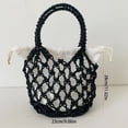thumbnail image 2 of Fashion Handbag Beach Bag Woven Storage Bag Woven Bag Drawstring Bag Weave Bucket Bag BLACK, 2 of 8