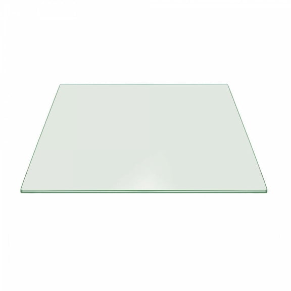 Modern Tempered Square Clear Glass Table Top w/ Pencil Polish Edge
