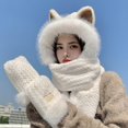 thumbnail image 2 of Prolriy Winter Hats for Women Cute Ears Hat and Scarf Ear Scarf Hat Beanie Hat Scarf Combo Hood Combines A Hat for Women, Womens Hats White, 2 of 3