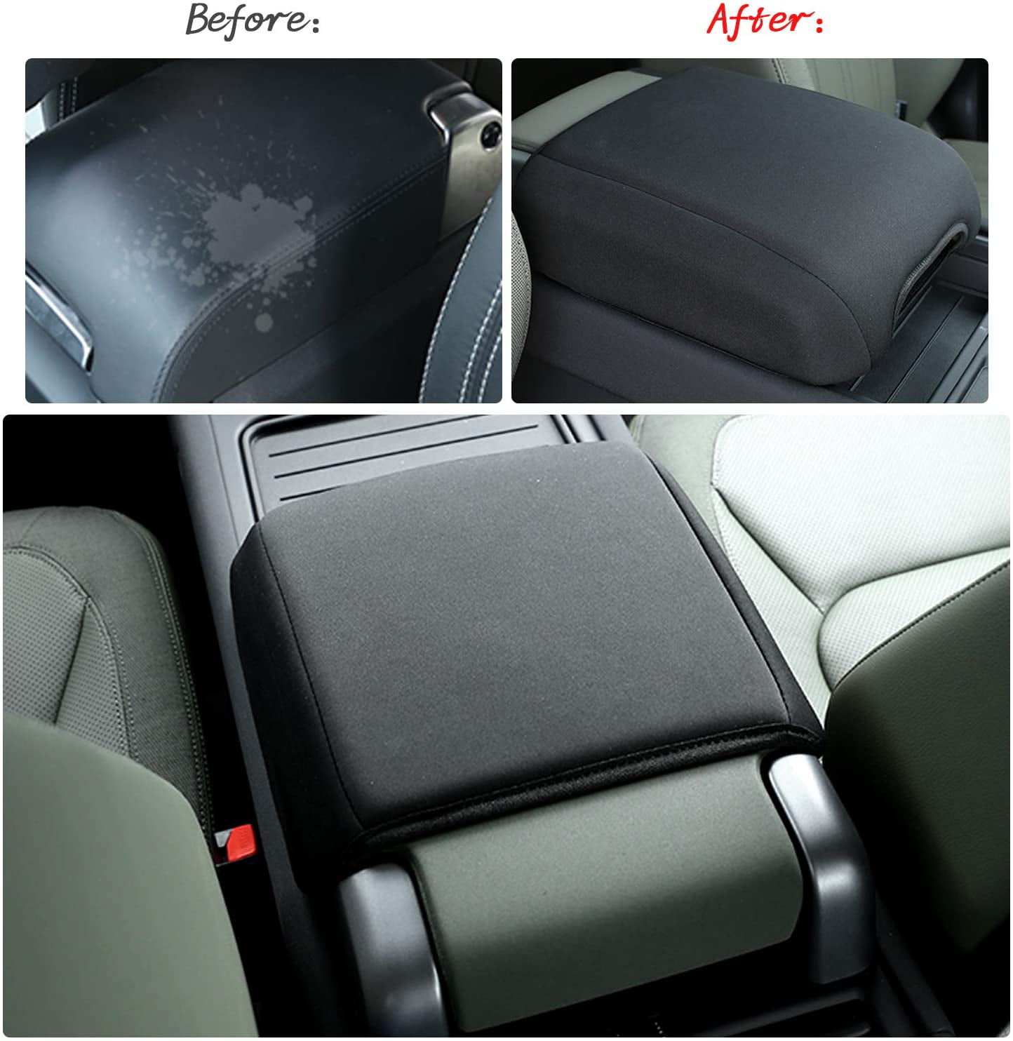 Black R RUIYA Auto Central Console Rest Pad Cover for 2020 Land Rover Defender 90 110 Center Armrest Cushion Soft Pad Automotive Protector Anti-Scratch 