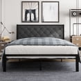 thumbnail image 2 of Amolife Full Size Platform Bed Frame with Upholstered Headboard, Dark Grey, 2 of 8