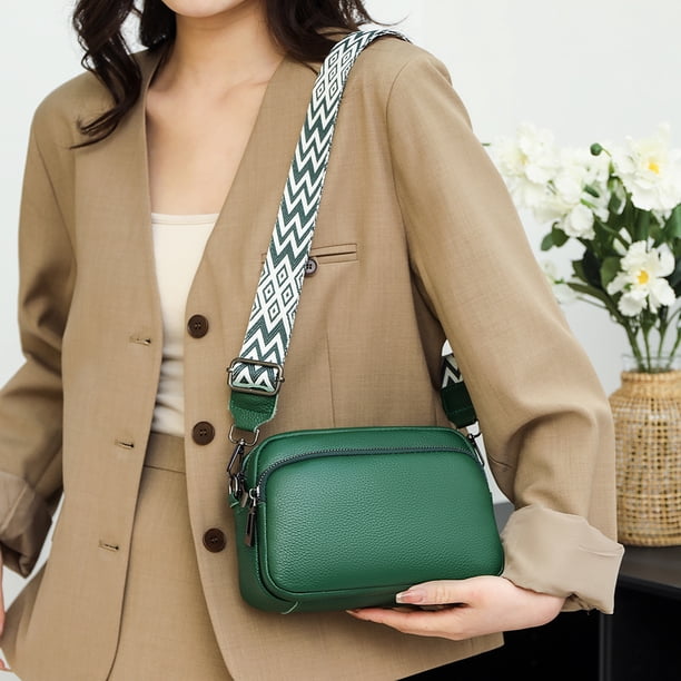 Bolso bandolera de cuero genuino Moda Mujer Bolso de hombro Casual para el trabajo (Verde)