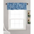 thumbnail image 3 of Navy Blue Coral Linen Curtain Valance for Bedroom/Bathroom/Kitchen/Office/Living/Dining Room Windows,Summer Beach Sea Abstract Geometric White Pocket Topper Drapes Decorative Cafe Drapery Panel 60x18, 3 of 6