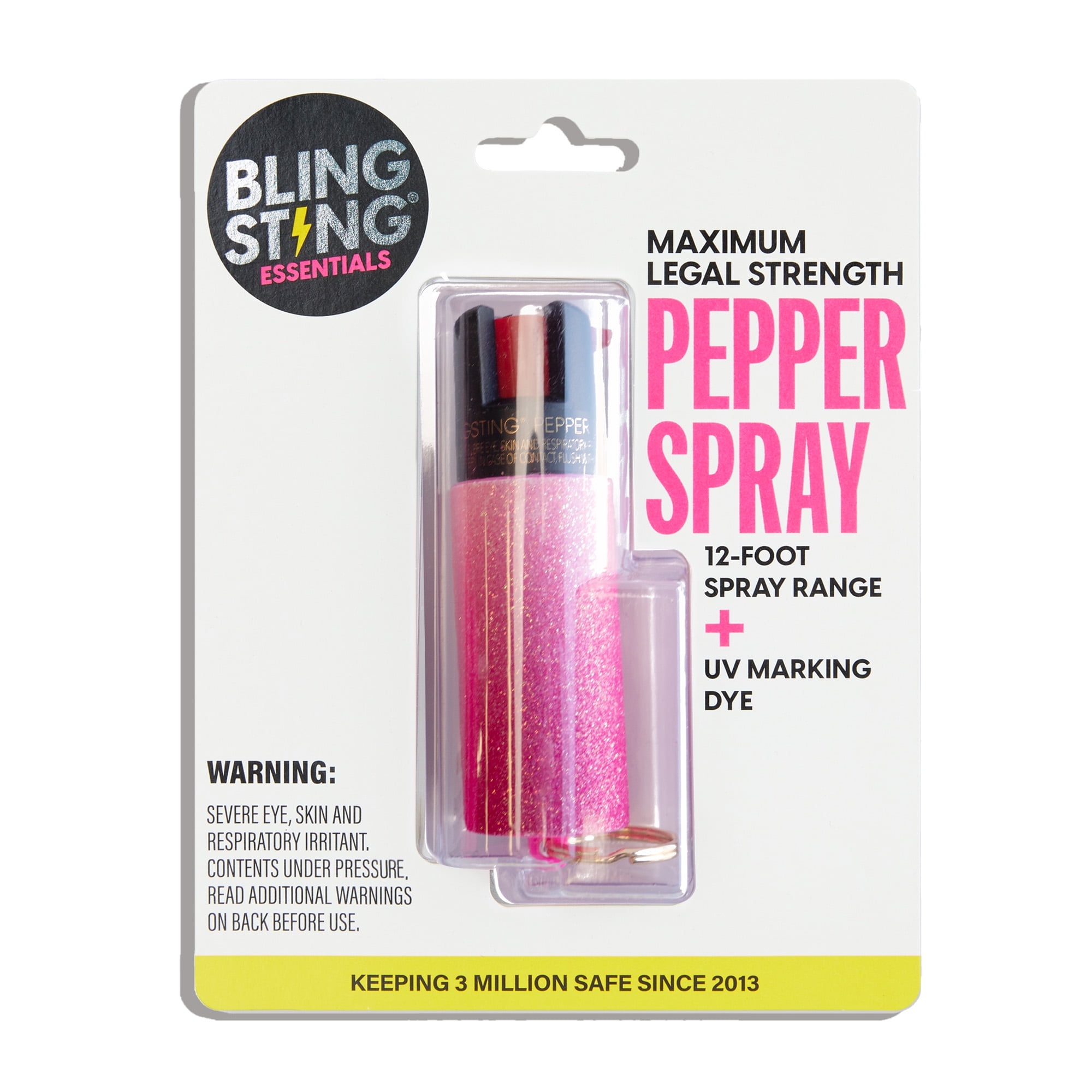 (3 pack) BLINGSTING Essentials Compact Pepper Spray with Key Ring,  Pink Ombre, .5 oz, 1 Count, 1 in x 1 in x 3 in