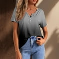 thumbnail image 2 of Blusas de moda de verano para mujer con estampado, cuello en V y manga corta, 2 of 4