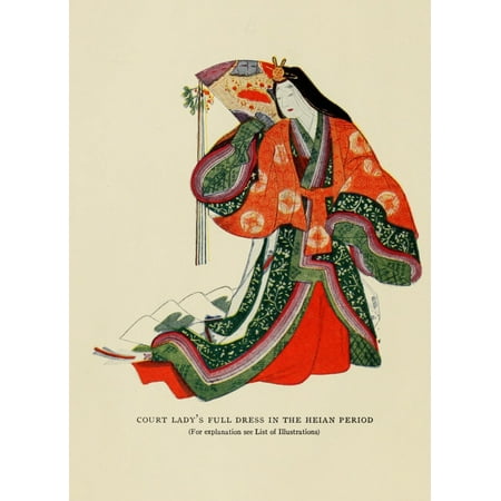 Court ladys full dress in the Heian period Diaries of court ladies of old Japan 1920 Canvas Art - Unknown (24 x 36)