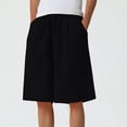 thumbnail image 5 of BXINGOHAI Mens Linen Shorts Casual Elastic Waist Drawstring Summer Beach Shorts Pockets Classic Fit Black,M, 5 of 6