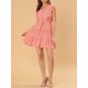 thumbnail image 5 of Vestido casual de tirantes con botones y volantes en la parte delantera de Allegra K para mujer, color rosa, talla S, 5 of 6