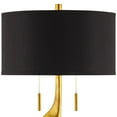 thumbnail image 4 of Possini Euro Design Athena 35 1/2" Tall Sculptural Large Modern End Table Lamps Set of 2 Pull Chain Gold Leaf Living Room Bedroom Black Shade, 4 of 9