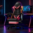 thumbnail image 5 of Czlolo RGB LED Massage Gaming Chair, Ergonomic High Back Reclining Computer Chair with Footrest & Lumbar Massager, Pink for Adults, 5 of 8