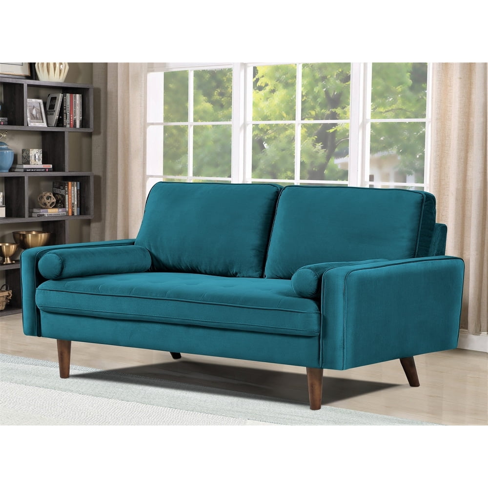 Uspridefurniture Monahan 58''W Velvet Tufted Loveseat, Greenish Blue