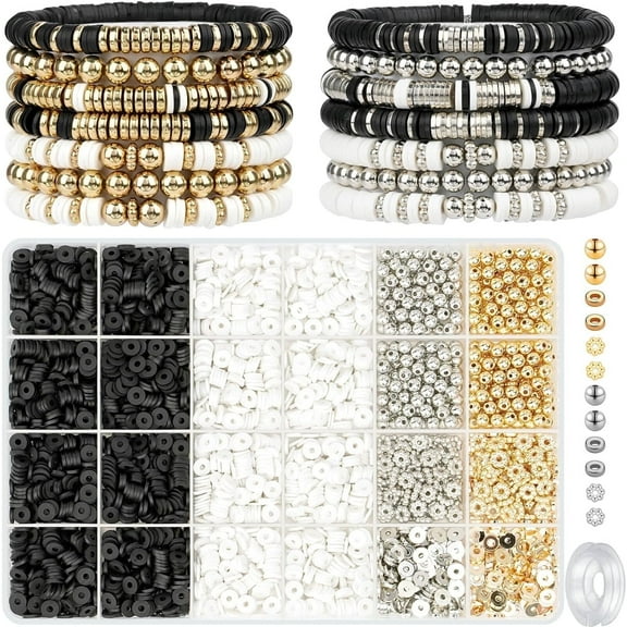 3000 Pcs Clay Beads Bracelets for Women, Bracelet Making kit Golden Beads for Jewelry Making, Charms Bracelet Kit DIY Arts and Crafts Birthday Gifts Preppy