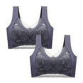 thumbnail image 2 of Wycnly Bras for Women,Womens Wireless Bras,2pcs Sports Bra for Women Lace Patchwork Lightly Comfort Seamless Bralettes Ladies Plus Size Full Coverage Wireless Yoga Underwear Bra, 2 of 3
