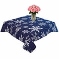 thumbnail image 2 of Navy Blue Snowflake Christmas Table Cloth Waterproof Tablecloths, Winter Xmas Snowflakes Tablecloth Dining Table Cover for Kitchen Party Tabletop Outdoor, Square Tablecloth 54x54 Inch, 2 of 9