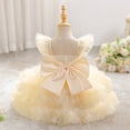 thumbnail image 7 of Girl Flower Design Dress Sleeveless Flower Design Princess Wedding Dress for Toddler and Girl Yellow 6 M-9 M, 7 of 7