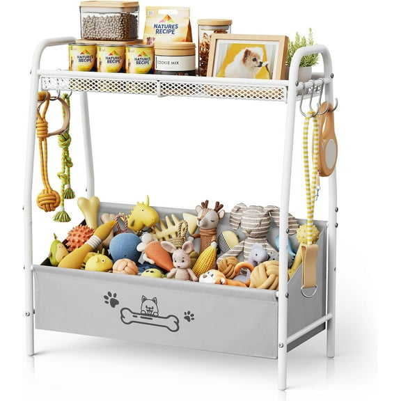 Large Dog Toy Basket (23.6"x11.2"x9.7"), Dogs Toy Bin with Storage Organizer, Trapezoid Toy Box for Dog Stuff Accessories, Pet Toy Storage Holder Chest for Cat Dogs Essential Supplies