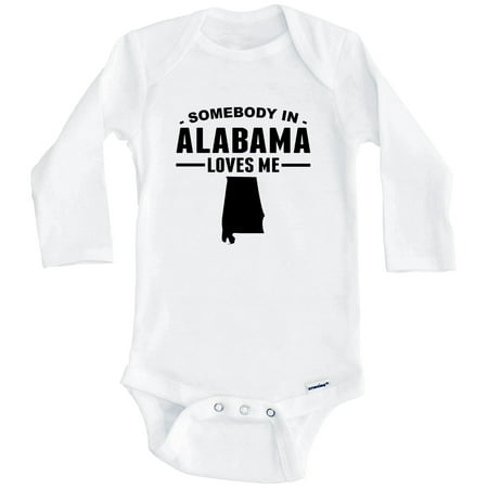 

Somebody In Alabama Loves Me One Piece Baby Bodysuit - Alabama Baby Bodysuit (Long Sleeve) 3-6 Months White