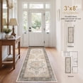 thumbnail image 5 of UERMEI 3x8 Washable Runner Rugs for Hallway, Modern Vintage Non Slip Indoor Rug for Entryway Doormats Bedroom Kitchen, Vacuum-Friendly Home Decor Carpet, Beige Brown, 5 of 10